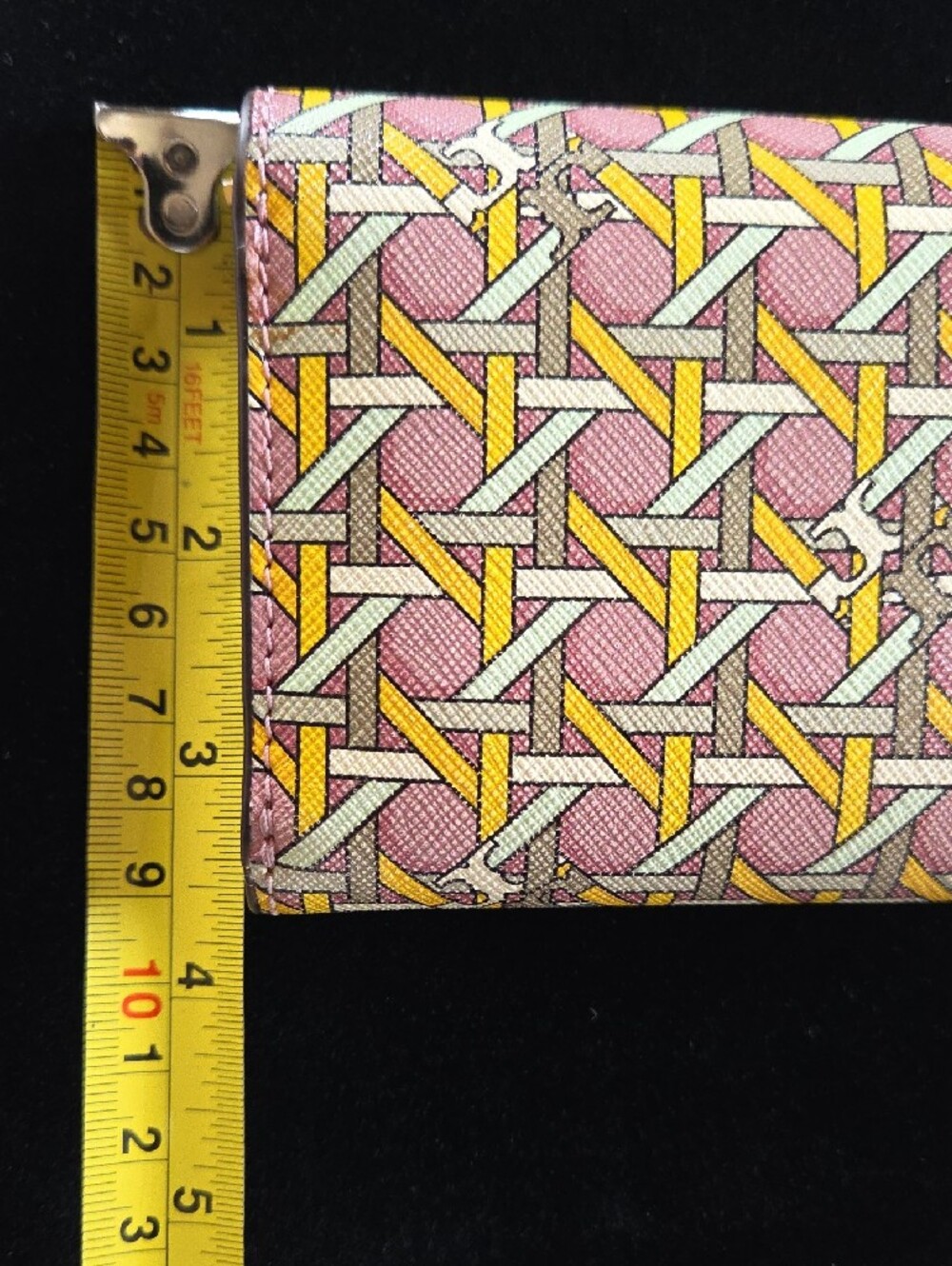 Tory Burch Pink Yellow Patterned Leather Card Wallet - Picture 3 of 9